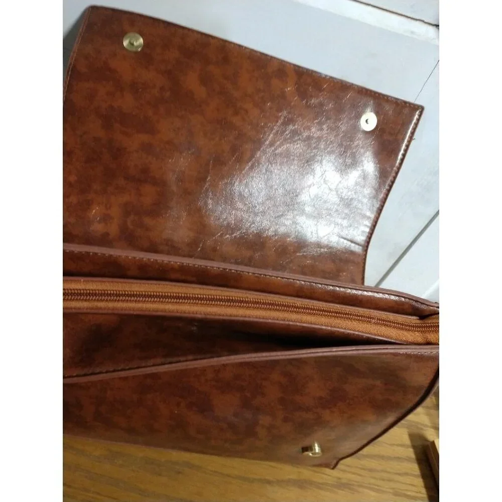 Vintage-Inspired Brown Crossbody Satchel Bag Computer Bag W/Bow Accent Ecosusi